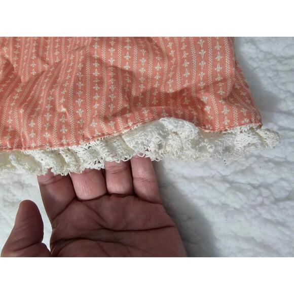 Vintage Handmade Dress On Wooden Hanger Heart Floral Lace Orange & Ivory Decor - Picture 6 of 16